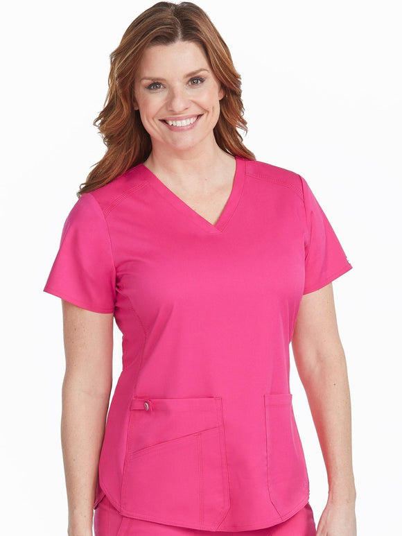 Touch by Med Couture Women's  V-Neck Shirttail Solid Scrub Top 7459 V-NECK SHIRTTAIL TOP
