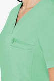 1-Pocket Squared V-Neck Shirt tail Hem Top