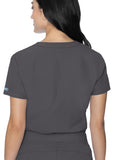 1-Pocket Squared V-Neck Shirt tail Hem Top